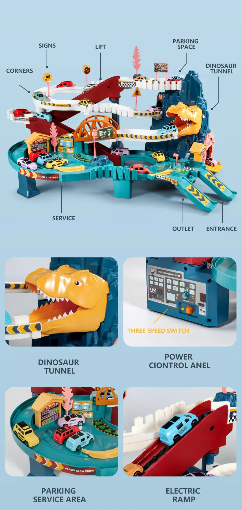 Lion Theme Car Track For Children Diecasts Holiday Gifts Birthday Hot Wheels Kids Educational Race Toys Racing Rail Cars