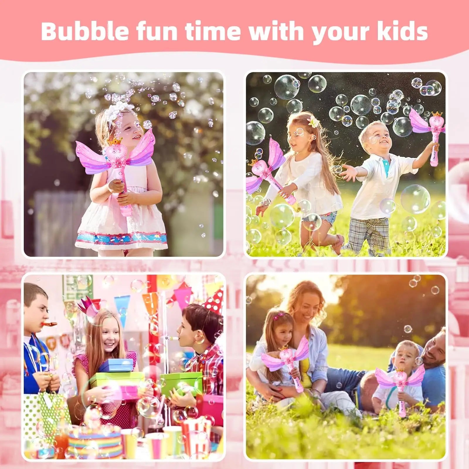 Bubble Wand for Toddlers Bubble Machine Girls Boys Electric heart-shaped Bubble Wand Bubble Maker Bubble Blower Toys Kids Gifts