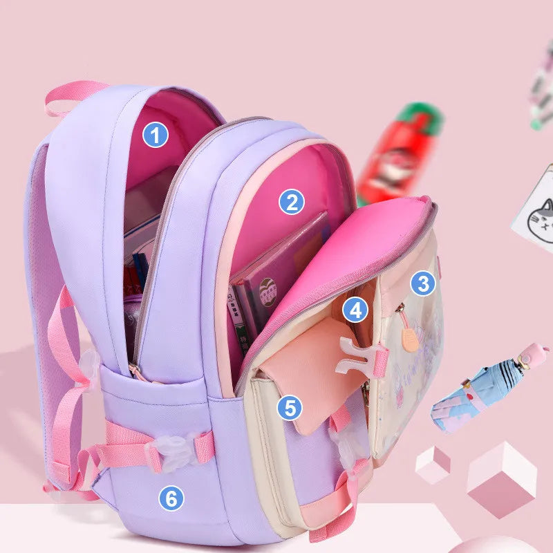 cute school backpack girls schoolbag waterproof book bag student backpack with many pockets elementary school bags for children