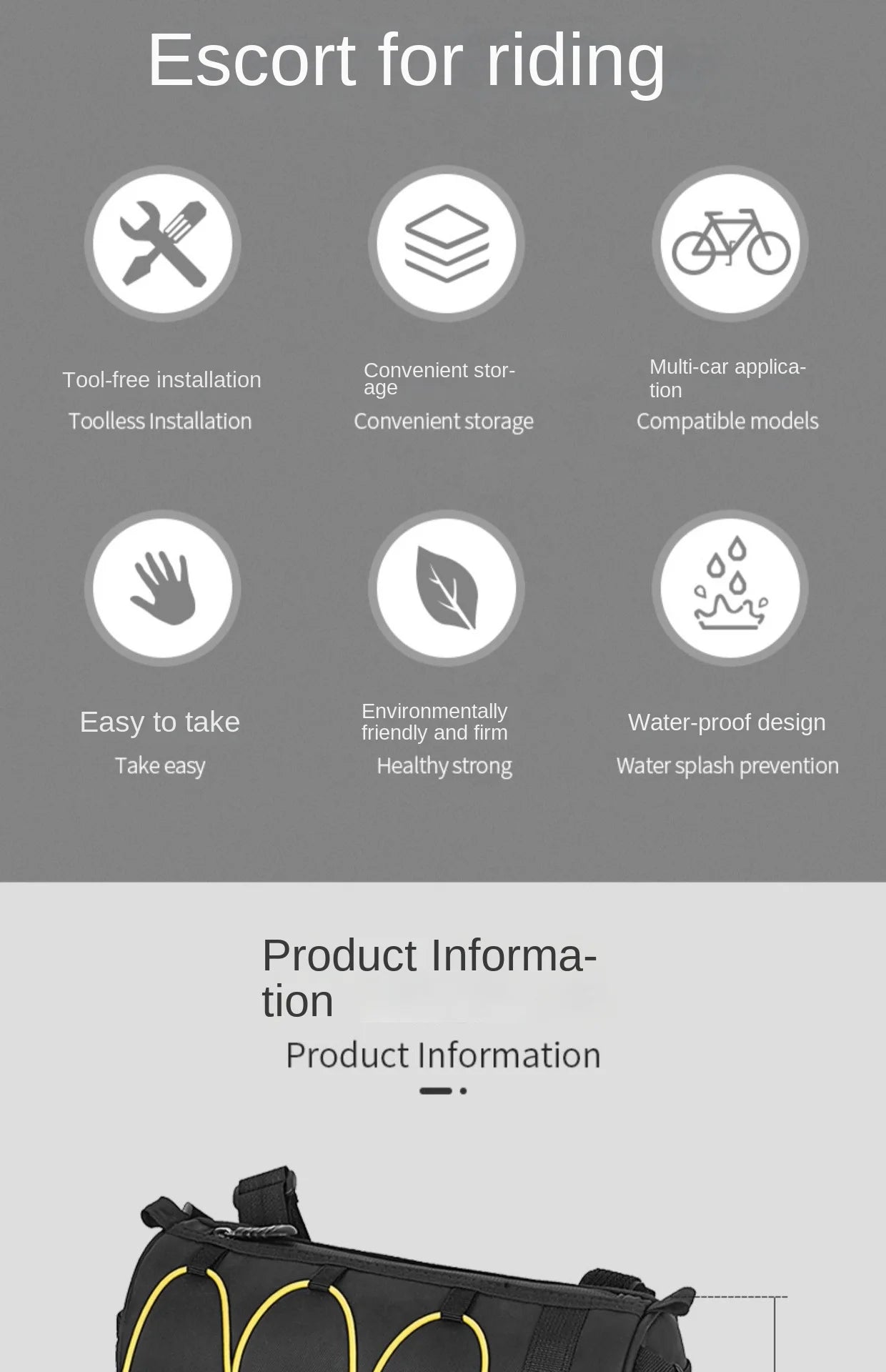 Bike Front Bag Bicycle Bag Storage Outside Multifunction Riding Bag Mountain Bike Front Bag Bicycle Accessories