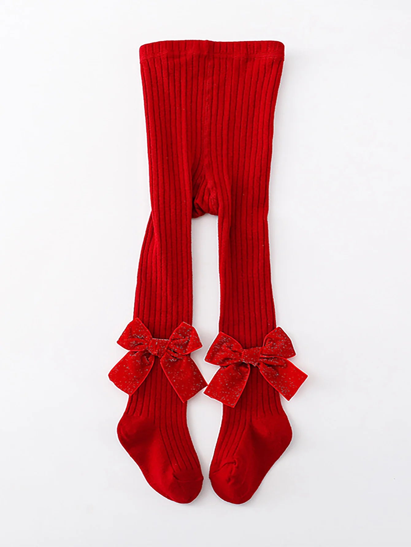 3 Pairs Girls Bow Decorations Red Pantyhose Fashionable and Sweet Children's Leggings Soft Non-Slip for Kids to Wear in Daily Life