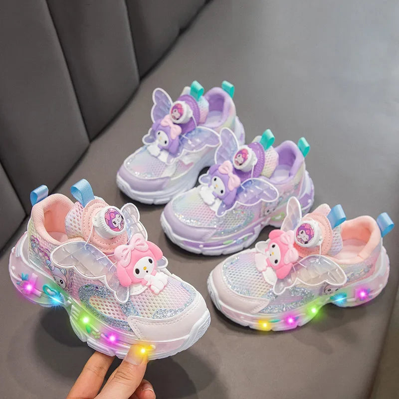 summer/fall twirl button lighted casual shoes Sanrio hello kitty girl sneakers kuromi spring new lighted running shoes