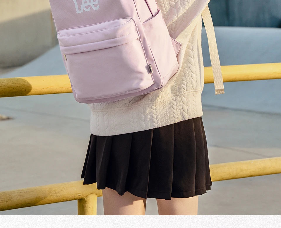 LEE Unisex Large Capacity Laptop School Bag for Women Man Leisure Oxford Waterproof Travel Backpack Candy Color Bookbag Trip