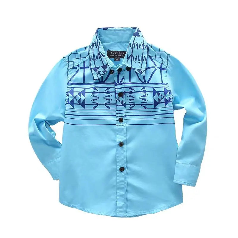 Boys Clothing Birthday party Kids shirt school uniform shirts Autumn Long Sleeve embroidery Little Horse pattern Children Tops