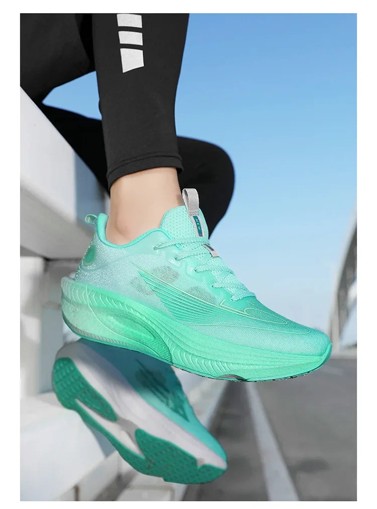 Unisex Breathable Mesh Running Shoes Lightweight Shock Absorption Carbon Plate Casual Versatile Sports Sneakers for Couples