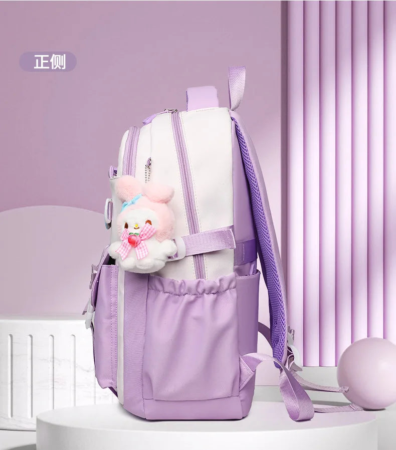 Cinnamoroll Backpack Badges Plush Pendant Casual Cute Cartoon Shoulder Bag Adjustable Shoulder Strap Ultralight Gear