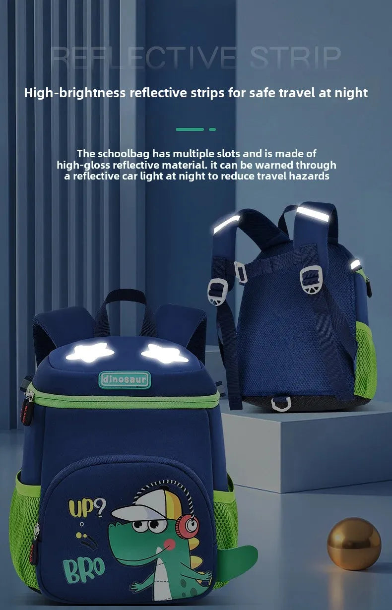 New Cartoon Dinosaur Kindergarten Backpack Spine Protection Lightweight School Bag for Primary School Children