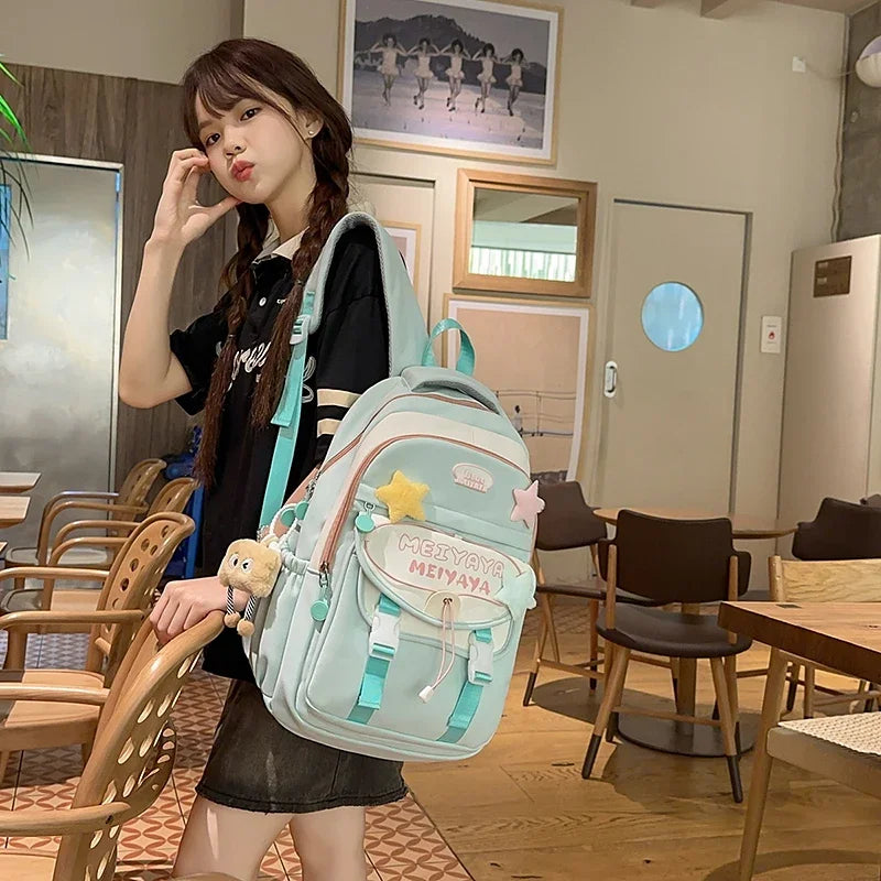 School Bags For Girls Japanese Style Kawaii For Large New Nylon Shoulder Bag Backpack School Set For Kinder Girl Kids Schoolbags