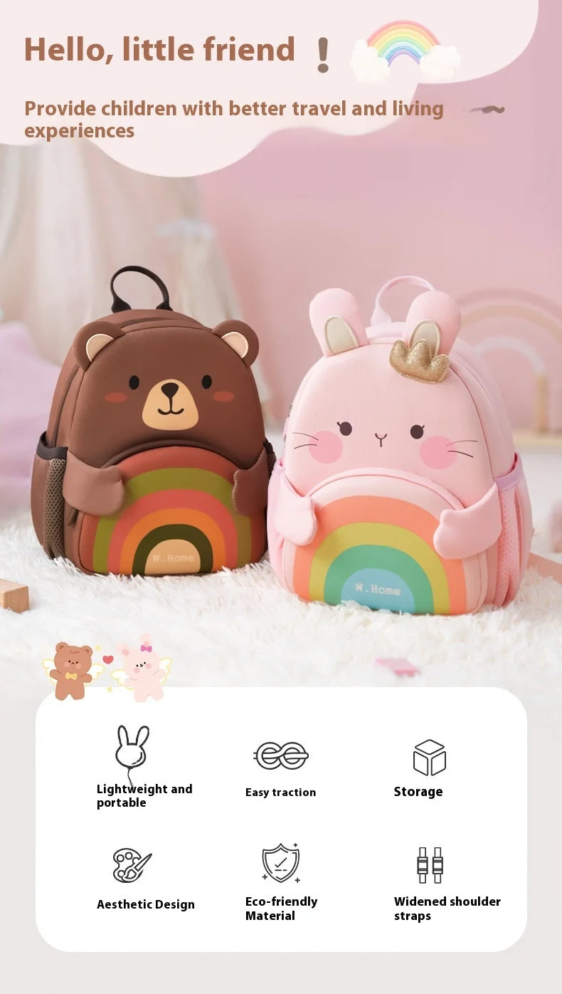 2025 New Arrival Cute Bear & Bunny Kids Backpack - Lightweight School Bag for Preschool Boys Girls, Adorable Toddler Travel Bag