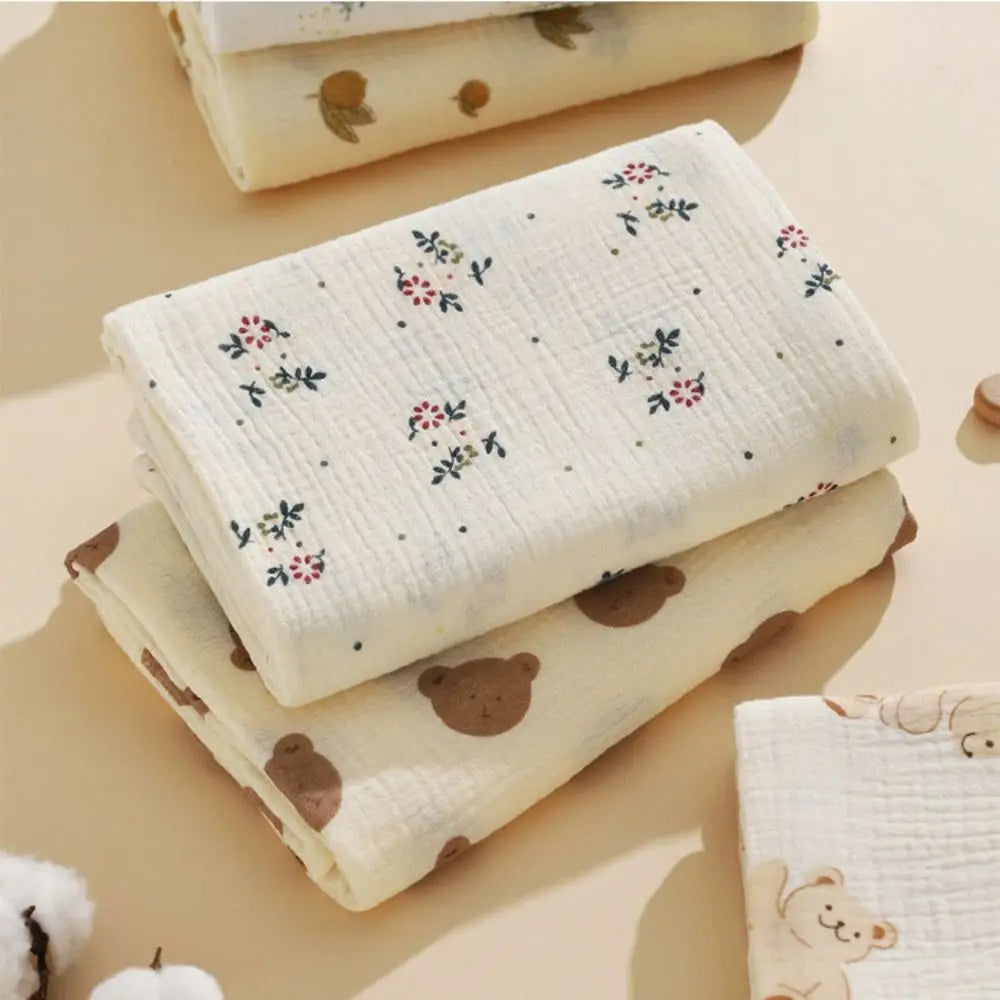 Cotton Baby Blanket Soft Breathable Cover Blanket for Infant Skin-friendly Bear Printed Nap Sleeping Rug Dormitory
