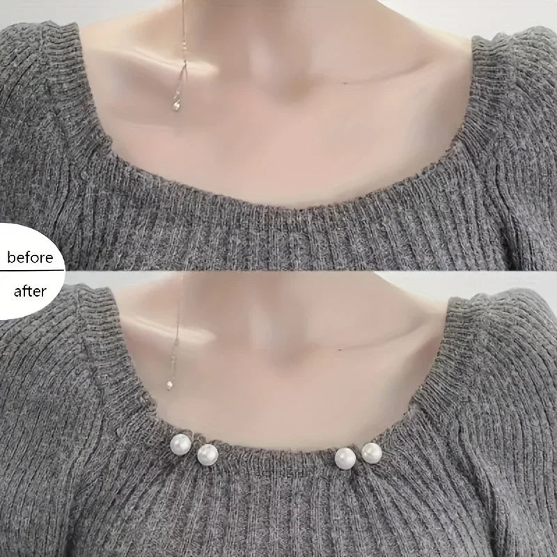 8PCS pearl non-slip safety pins Dress brooch decoration dress waist fastening pins collar adjustment scarf safety fashion