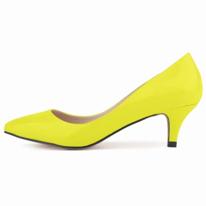 LOSLANDIFEN Classic Sexy Pointed Toes 5cm Low Med Kitten High Heels Women Pumps Shoes Spring Brand Design Dress Wedding Shoes
