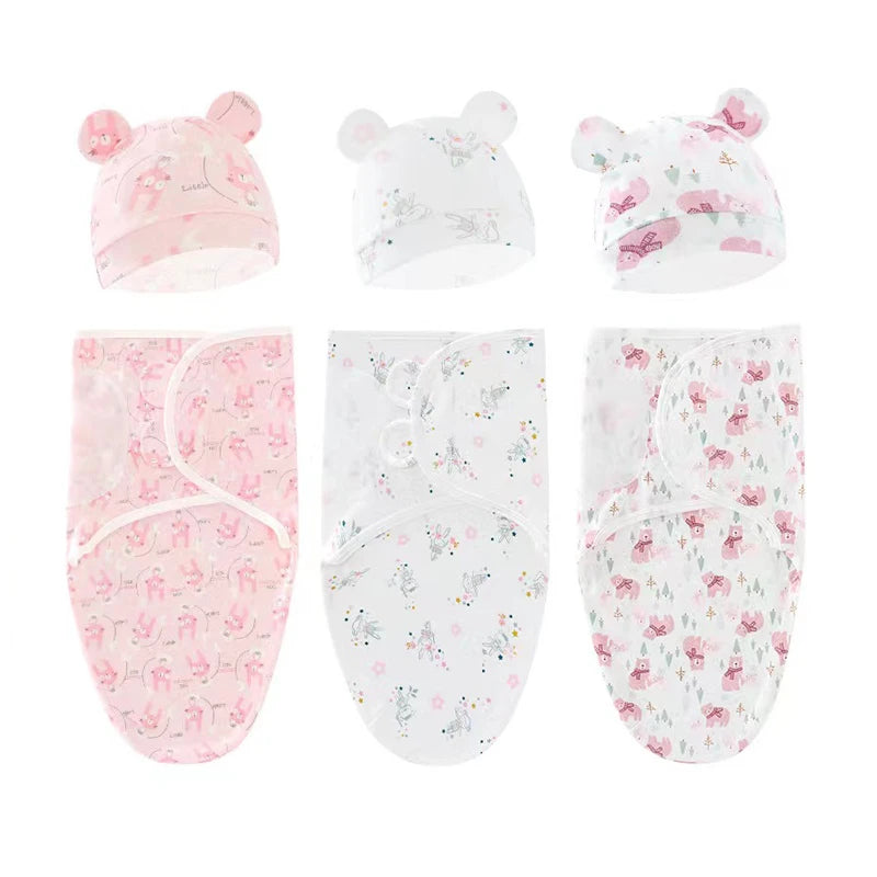 Pure cotton skin-friendly newborn baby wrap, easy to wear with, easy to change diapers, with a cap, give baby more protection