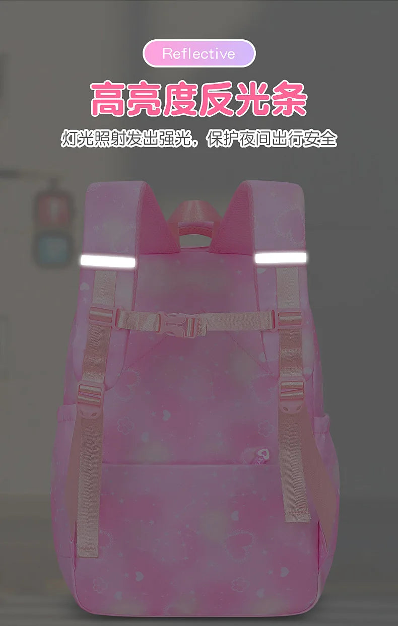 Refrigerator Door Multiple Pockets Light Burden Reduction Elementary School Bag Female Children's Backpack with Pendant