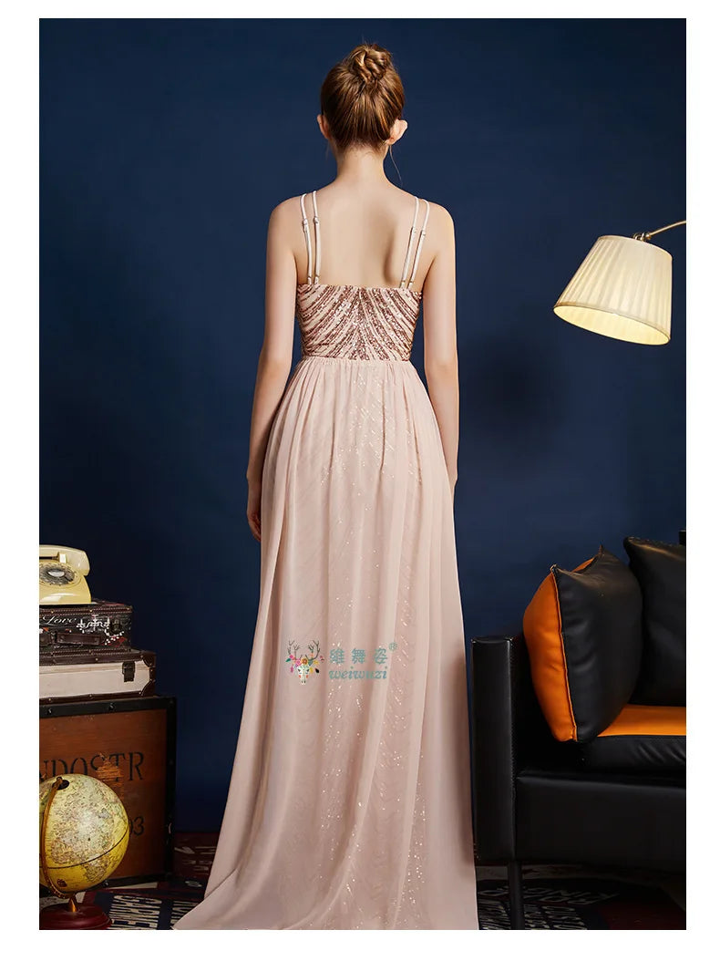 Chic High Sleeveless Sexy Backless Beading Sequined Mermaid Formal Evening Dresses Birthday Party Prom Gowns Elegant Luxury