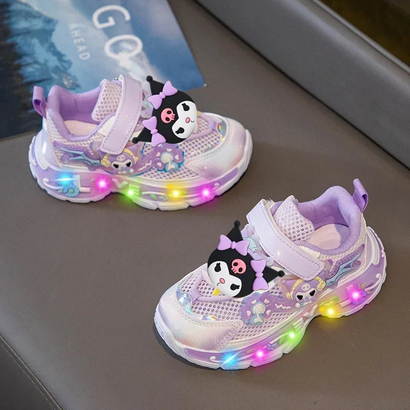 Sanrio Melody  Kids Running Shoes Spring Summer Swivel Button Casual Shoes hello kitty Girl Mesh Breathable Sneakers