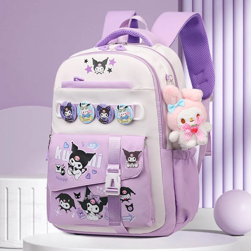 Cinnamoroll Backpack Badges Plush Pendant Casual Cute Cartoon Shoulder Bag Adjustable Shoulder Strap Ultralight Gear