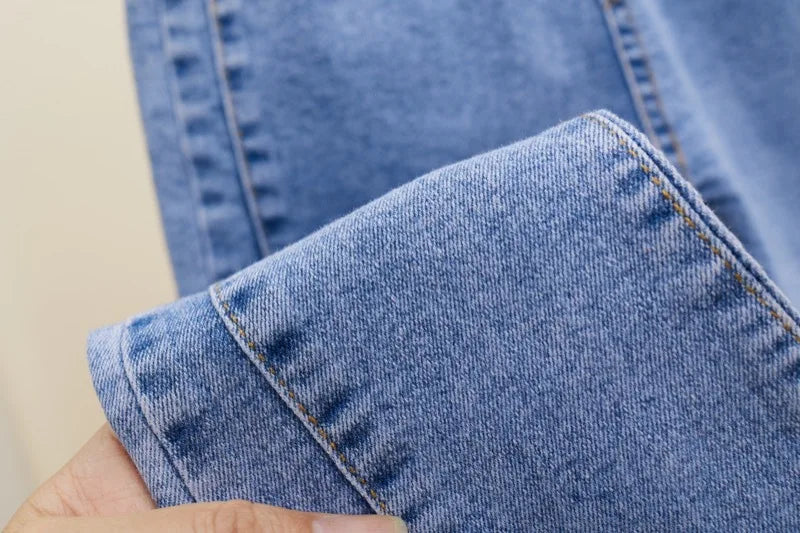 3-12 Year Old Girls' Jeans 2024 New Children's Fashion Lace Long Pants Sweet Korean Bow Flare Pants Loose Casual Pants