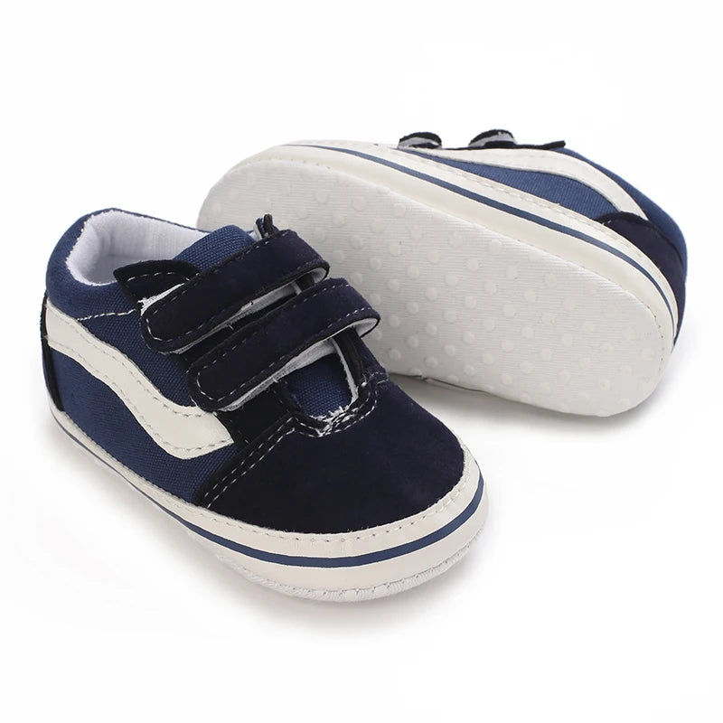 Fashion Spring and Autumn 0-1 Year Old Baby Shoes Boys and Girls Checkered Print Canvas soft sole newborn's first step in learni