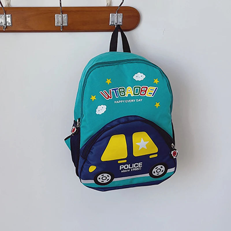 Kindergarten Bapa Boys School Bag 3 Years Old Car Digger Cartoon Character Dual oulder Straps Lightweight Waterproof