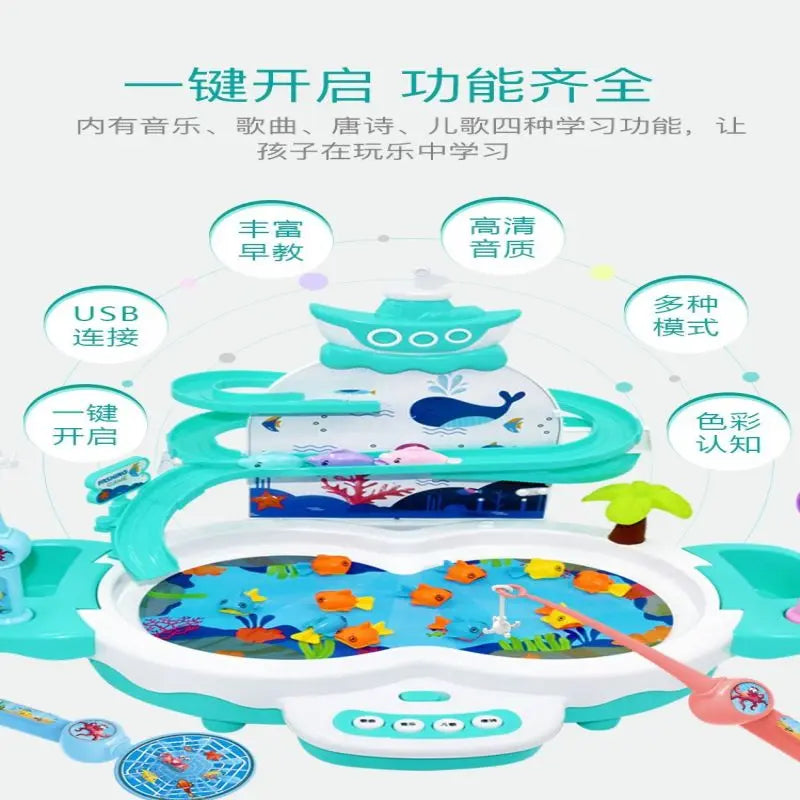 Children's electric fishing toy multi-functional track magnetic levitation music baby education early parent-child interaction