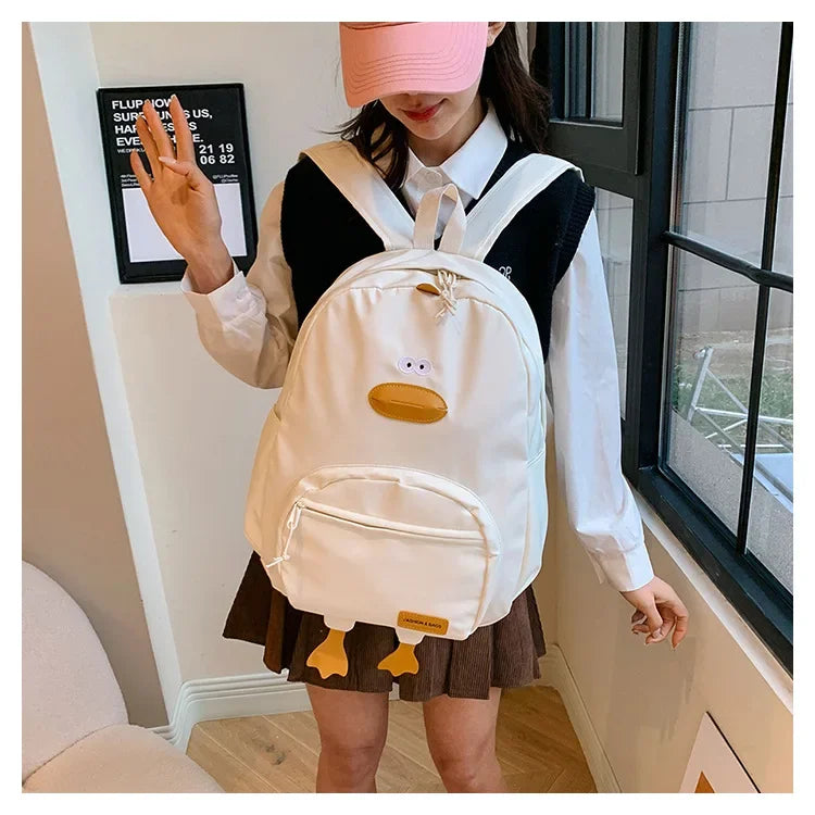 New Cartoon Duck Backpack Designer Cute Travel Bag Female College Student Versatile Korean Edition Girls' School Bag рюкзак