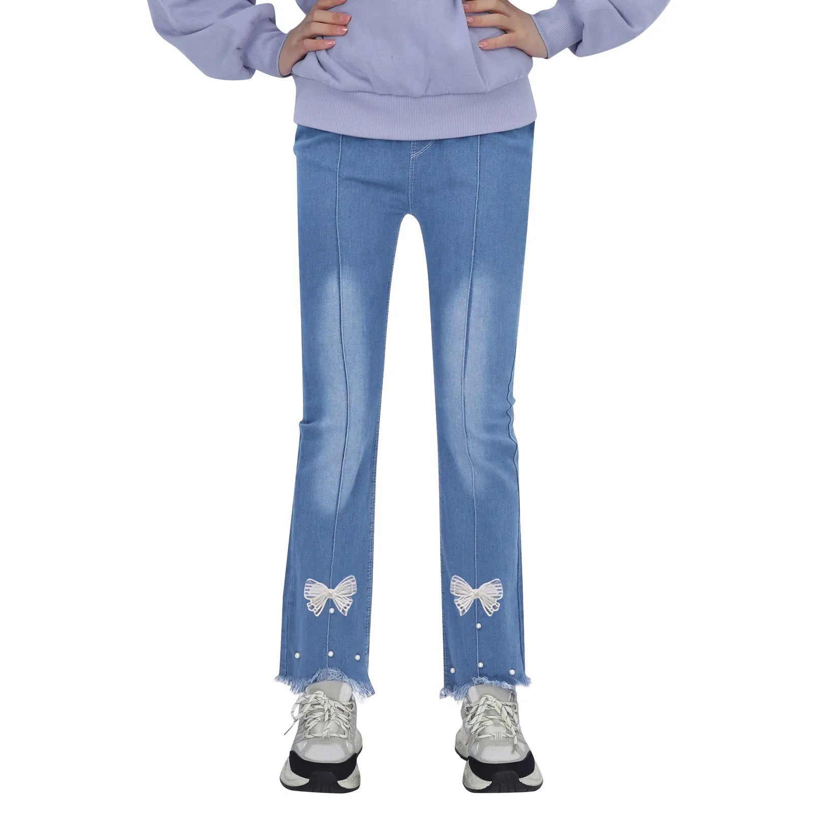 Girls Casual Jeans Elastic Waist Denim Wide Leg Pants Toddler Trousers Gymnastics Sweatpants Hotsale Trouser Ropa De NiñO