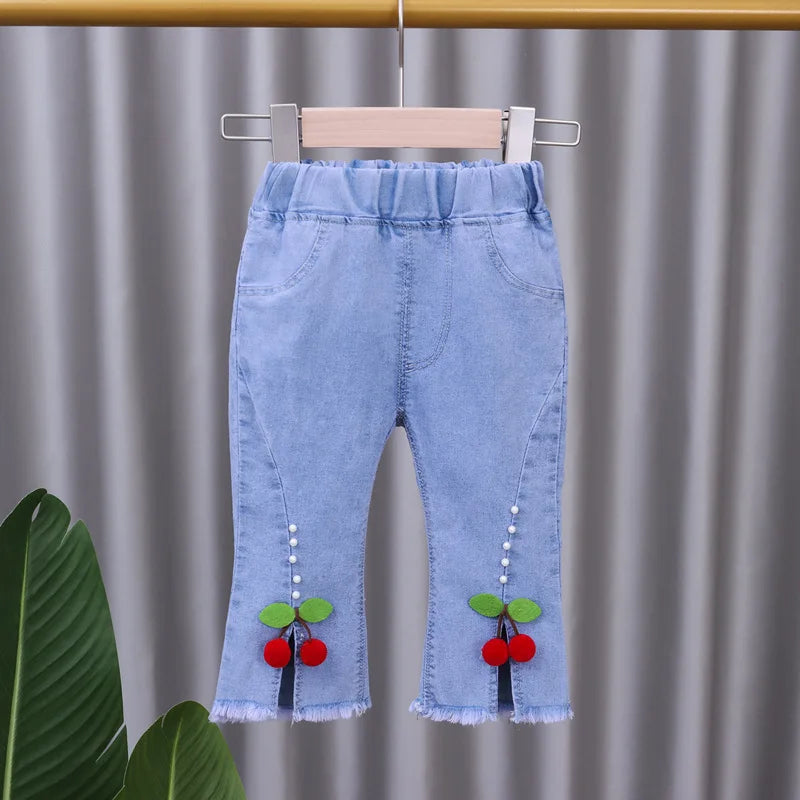 Girls Jeans 2023 New Summer Clothes Korean Loose Children's Denim Trousers Little Kids Casual Pants 1 2 3 4 5 Years