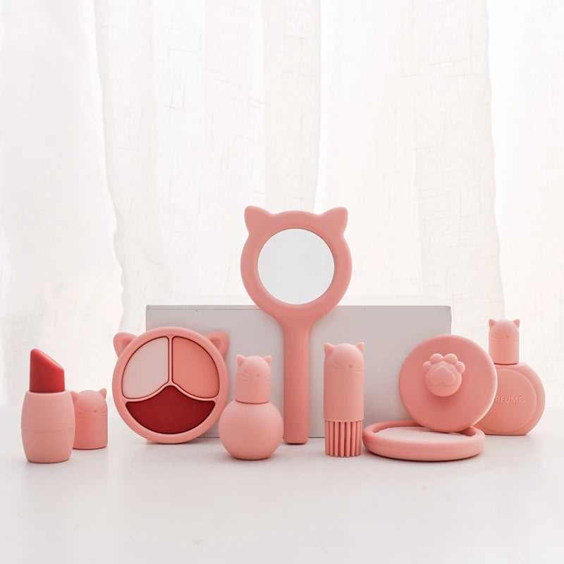 Silicone Baby Makeup Toys Set Simulation Pretend Cosmetics Toys Girls Playing House Game Children Early Education Montessori Toy