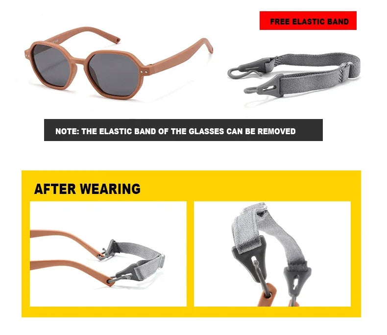 Baby Sunglasses with Strap Polarized Flexible Polygon UV400 for Infant Toddler Boys Girls Age 0-36 Months