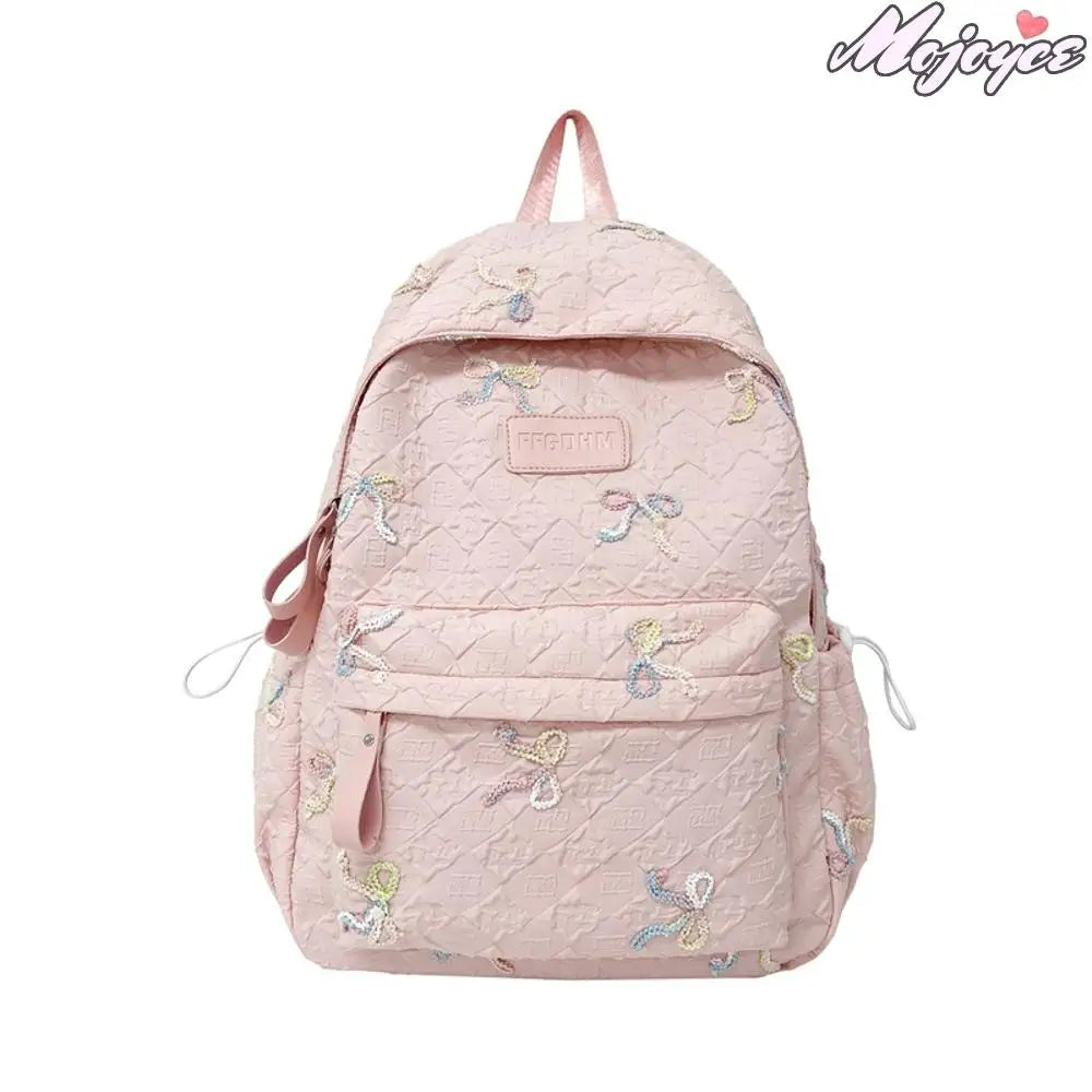 Sweet Backpacks For Girl Embroidery Bow Cute Mini Backpack INS Fashion School Backpack Kawaii Stylish Knapsack Feminina Backpack