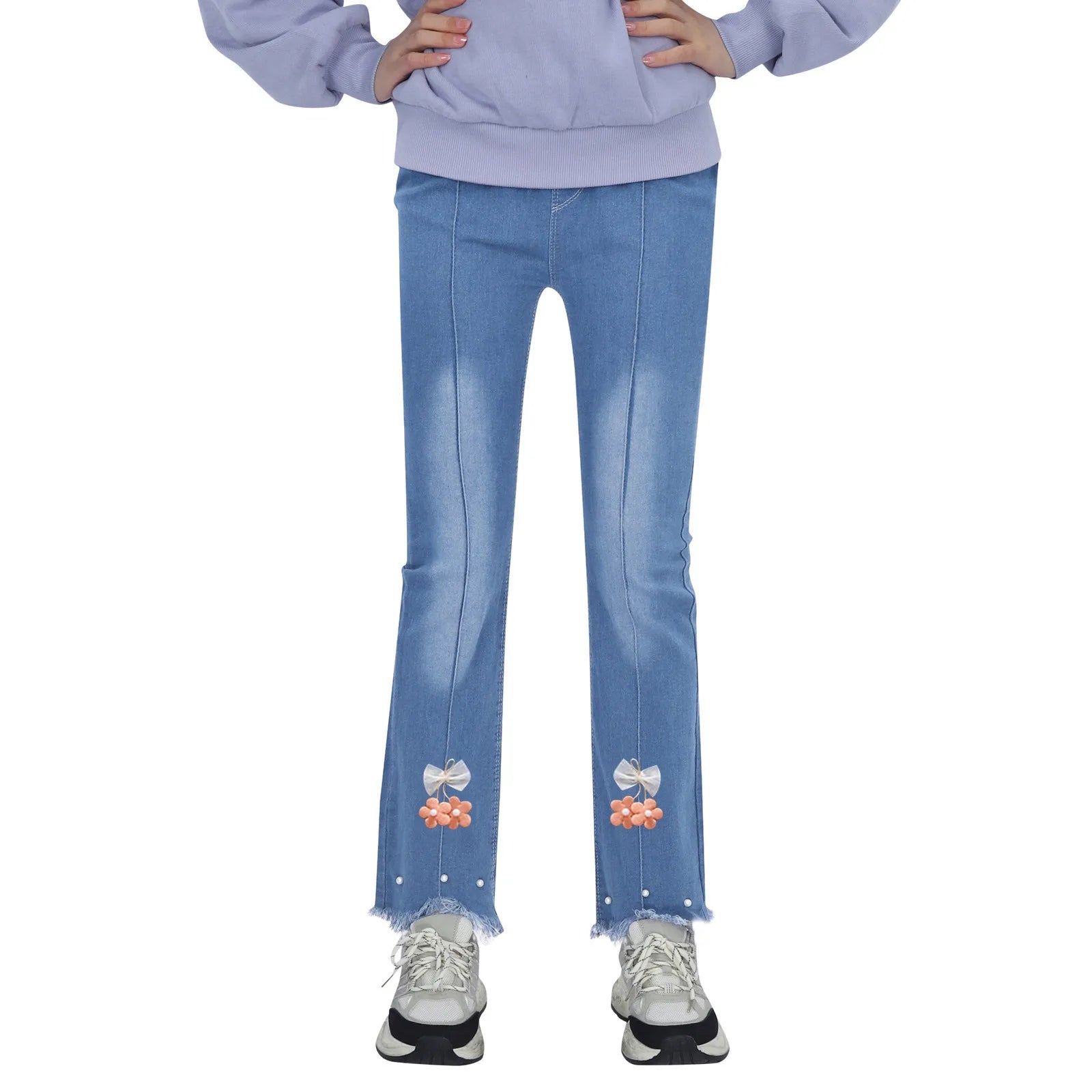 Girls Casual Jeans Elastic Waist Denim Wide Leg Pants Toddler Trousers Gymnastics Sweatpants Hotsale Trouser Ropa De NiñO