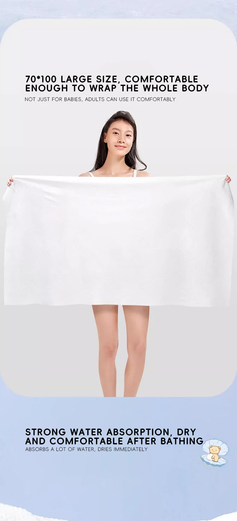 AIBEDILA Disposable Bath Towel Baby Bath Towel Skin-friendly Thick Bath Towel Face Travel Portable Face Towel Highly Absorbent