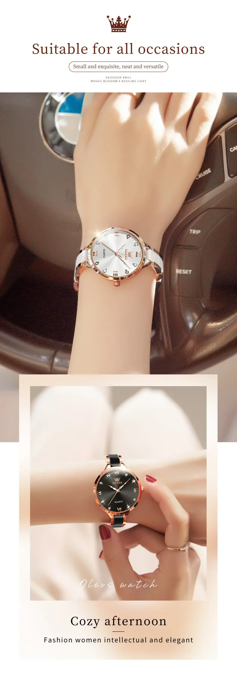 OLEVS Women's Watche Waterproof Ceramic Genuine Quartz Watch High Beauty Gift for Girlfriend Fashion Famous Watch Top Wristwatch