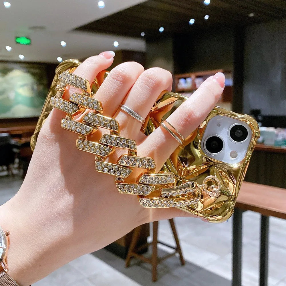 Suitable for Apple IPhone 16 Pro Phone Case Luxury Sparkling Diamond Bracelet 14 Small Fragrance Style Xr High-end Xsmax Trend