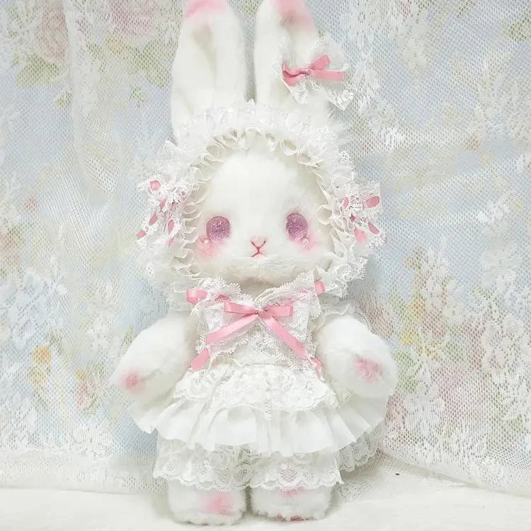 Kawaii Lolita Rabbit Shoulder Bag Cute Plush Crossbody Bag Y2K Girl Accessories Dolls Toys Pearl Chain Strap Makeup Bag