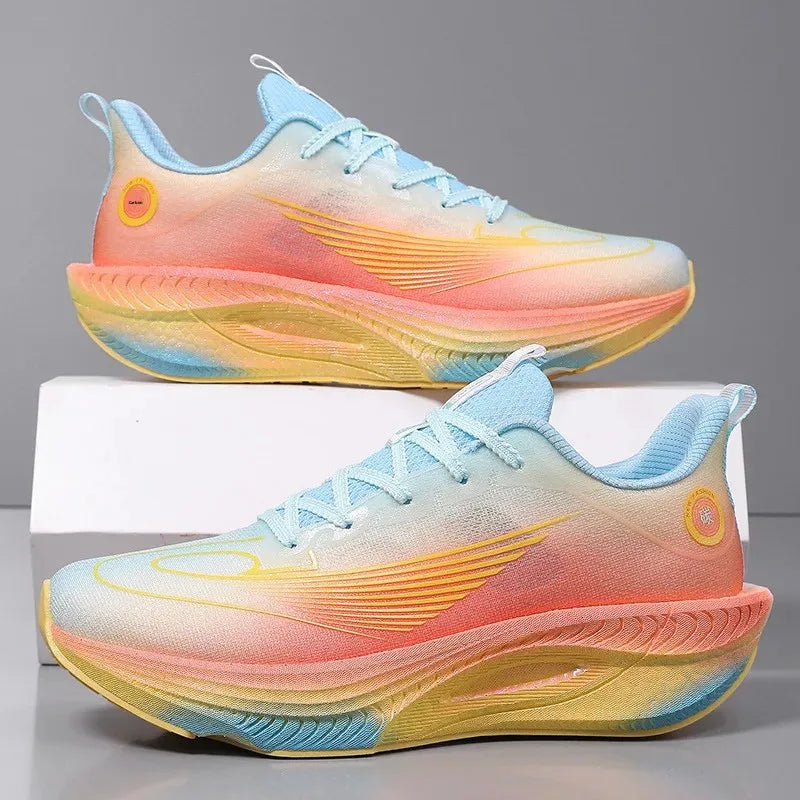 Unisex Breathable Mesh Running Shoes Lightweight Shock Absorption Carbon Plate Casual Versatile Sports Sneakers for Couples