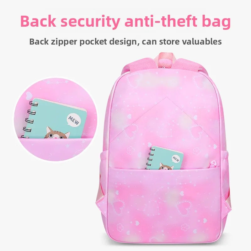 Refrigerator Door Multiple Pockets Light Burden Reduction Elementary School Bag Female Children's Backpack with Pendant