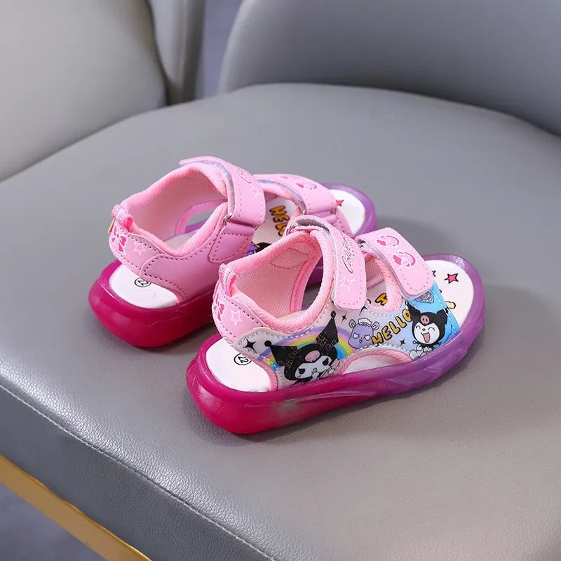 Disney Mickey Minnie LED Light Casual Sandals Girls Sneakers Princess Outdoor Shoes Children's Luminous Glow Baby Kids Sandals