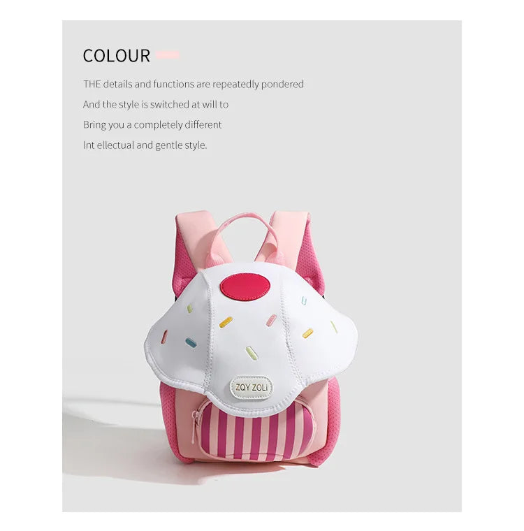 Mini cute bump color mushroom backpack kindergarten cute baby children double-shoulder cartoon schoolbag