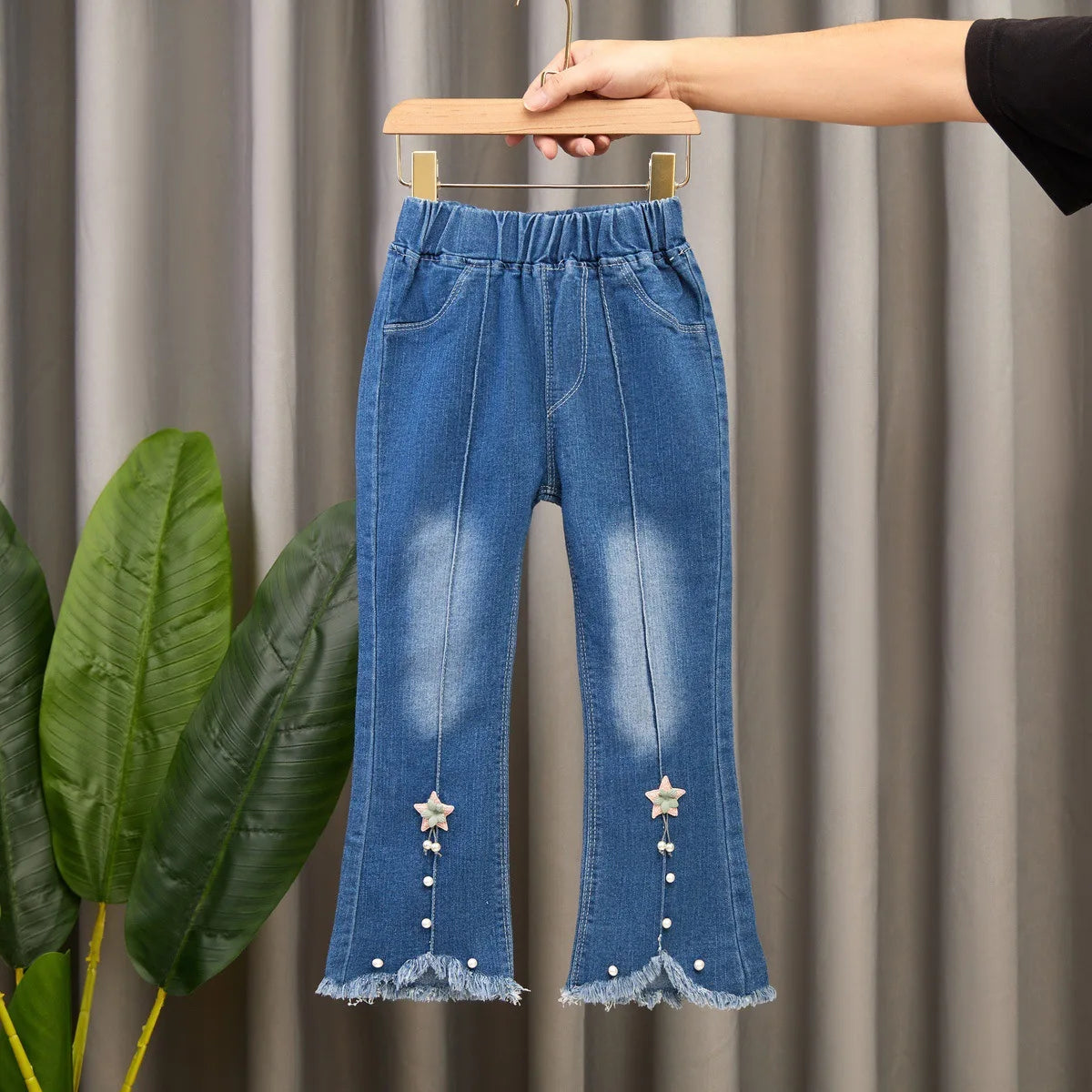 Spring Autumn Kids Baby Girls Cowboy Pants Baby Girls Jeans Casual Girls Jeans Children Clothing Kids Bell-bottoms Jeans