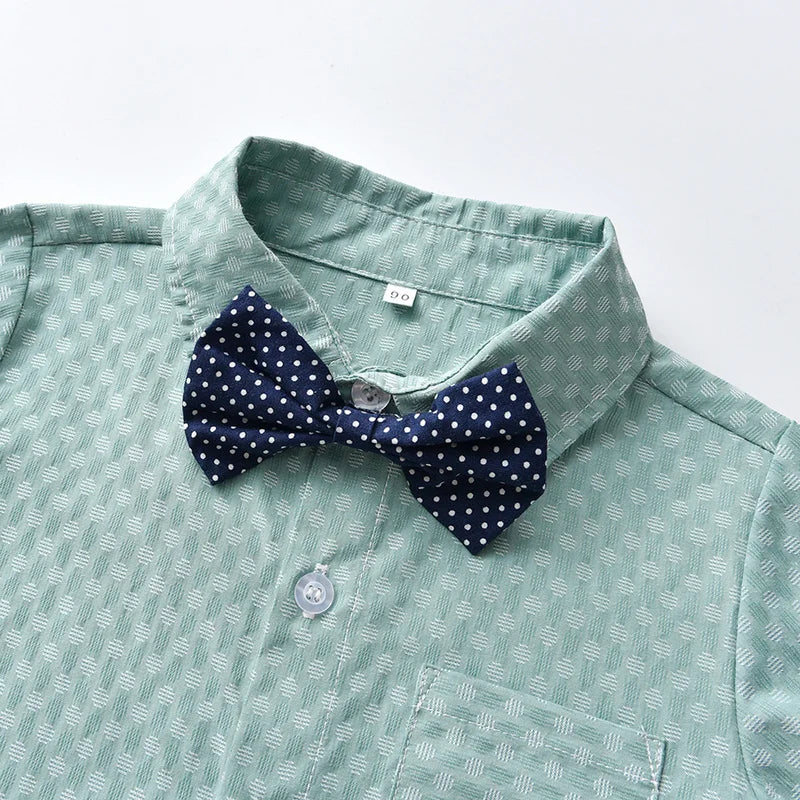 Baby Boys Party Dress Suit Cotton Long Sleeve With Shirt + Suspenders Pants 2PCS Outfits Kids Boys Gentleman Clothes Sets