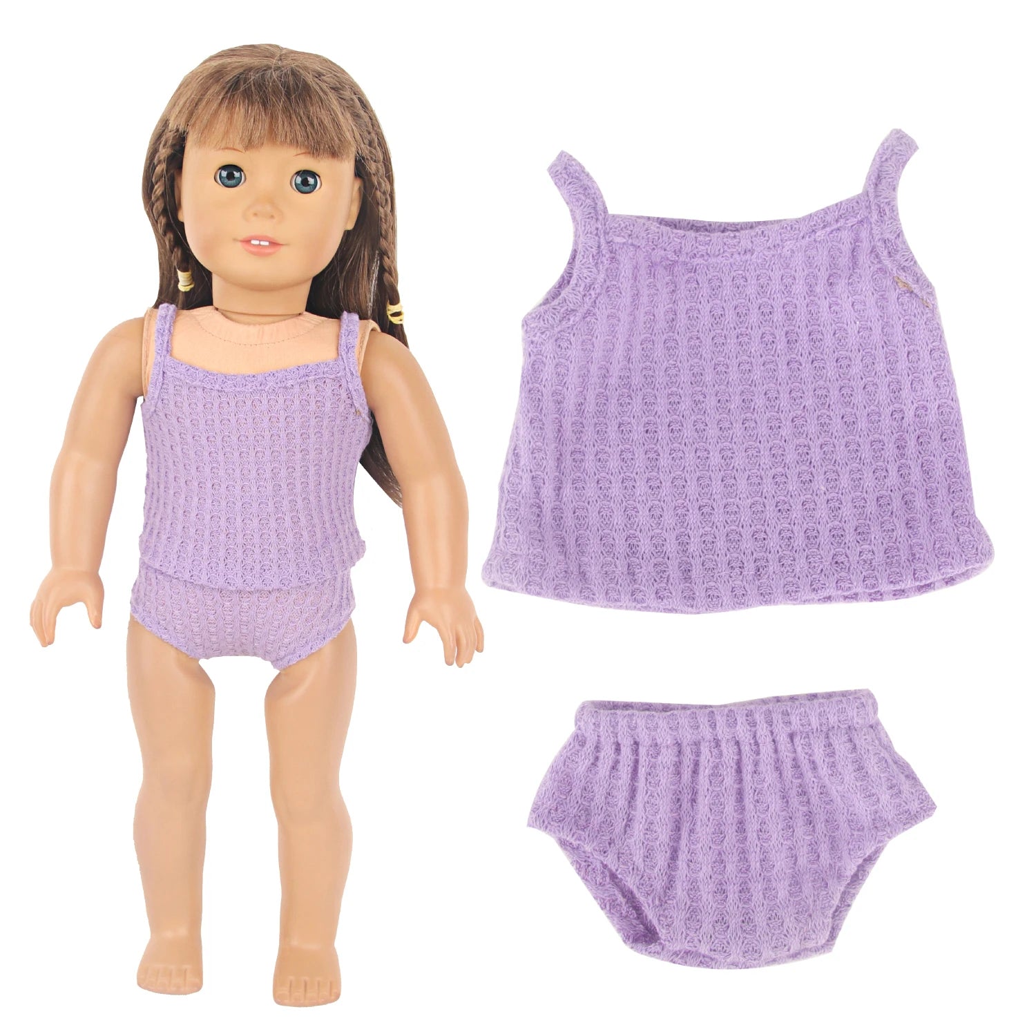 Purple Color Doll Accessories Luggage, Sweater Pajamas, Yoga mat, Shoes, Camera, Hangers For 43cm Baby New Born&American Dolls