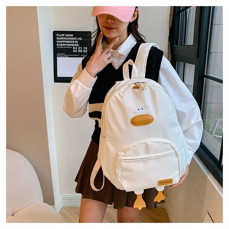 New Cartoon Duck Backpack Designer Cute Travel Bag Female College Student Versatile Korean Edition Girls' School Bag рюкзак