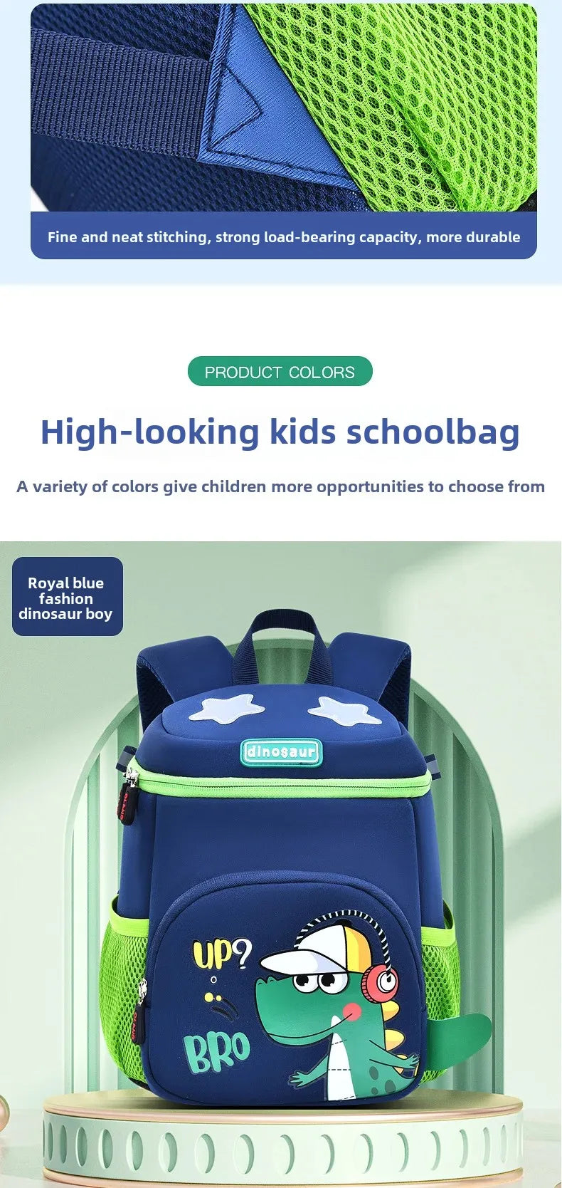 New Cartoon Dinosaur Kindergarten Backpack Spine Protection Lightweight School Bag for Primary School Children