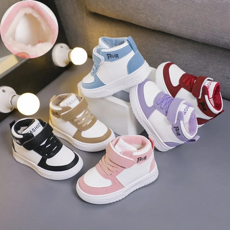 Children Winter Ankle Snow Boots Classics Casual Shoes For Boys Girls Non-slip Thicken Fleece Warm Outdoor Shoes Fashion Sneaker