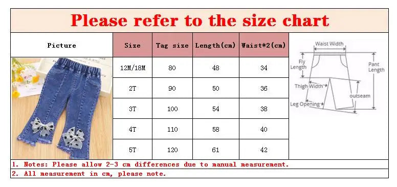 Spring Autumn New Children's Elastic Slit Flared Pants Baby Girls' Casual All Match Jeans Children Outer Wear Fashion Trousers