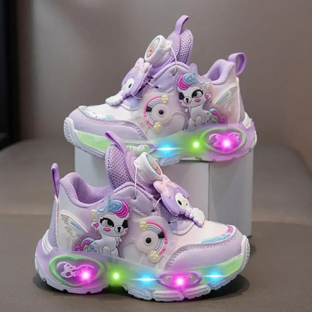 Sanrio Melody Casual Shoes Baby Girls Children's Led Light Sneakers Kawaii Cartoon Spring New Nonslip Sports Shoes Luminous Shoe
