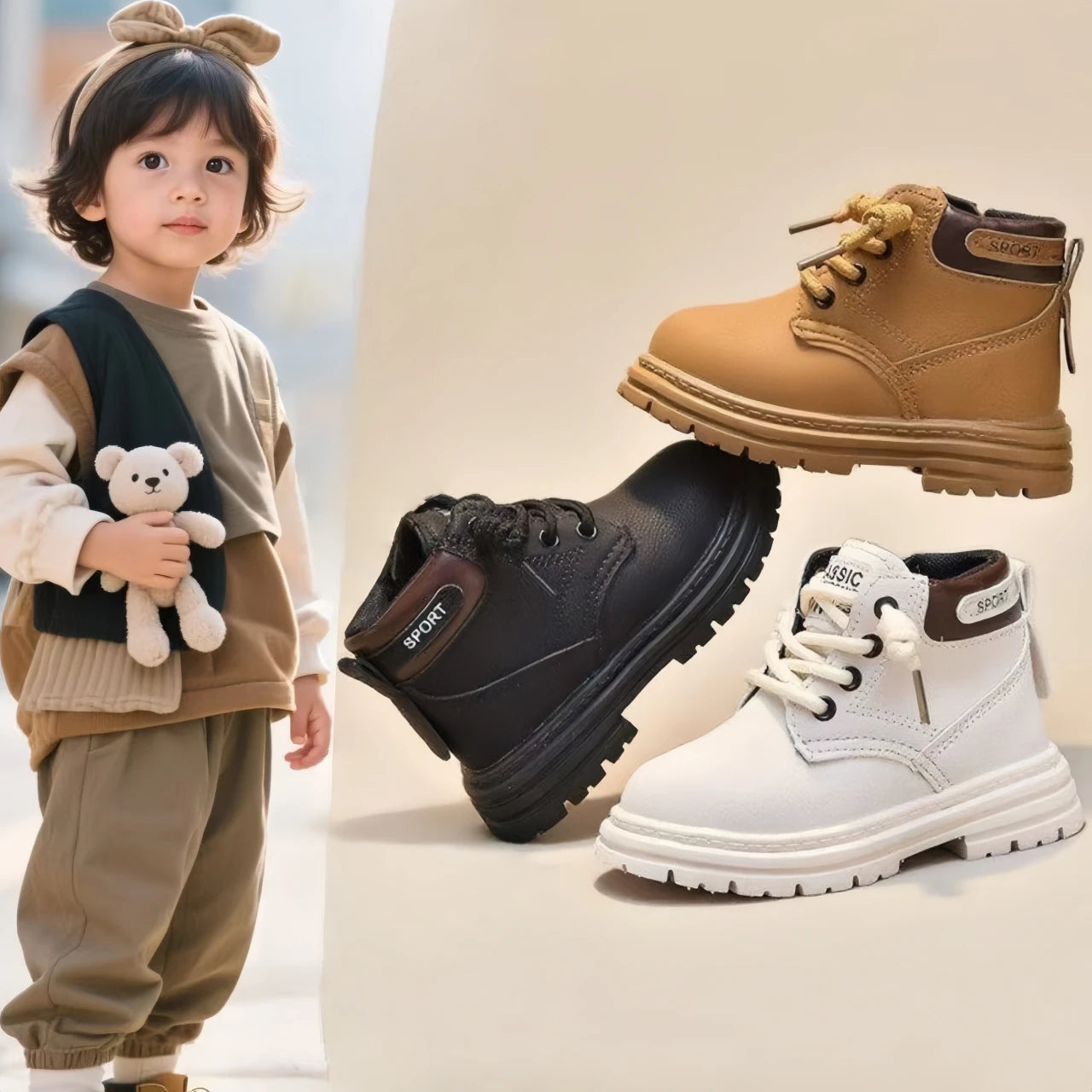 Kids Short Boots Side Zipper Round Toes Children Ankle Boots Waterproof 2025 New Fashion Boys Girls Leather Boots Pu Soft Bottom