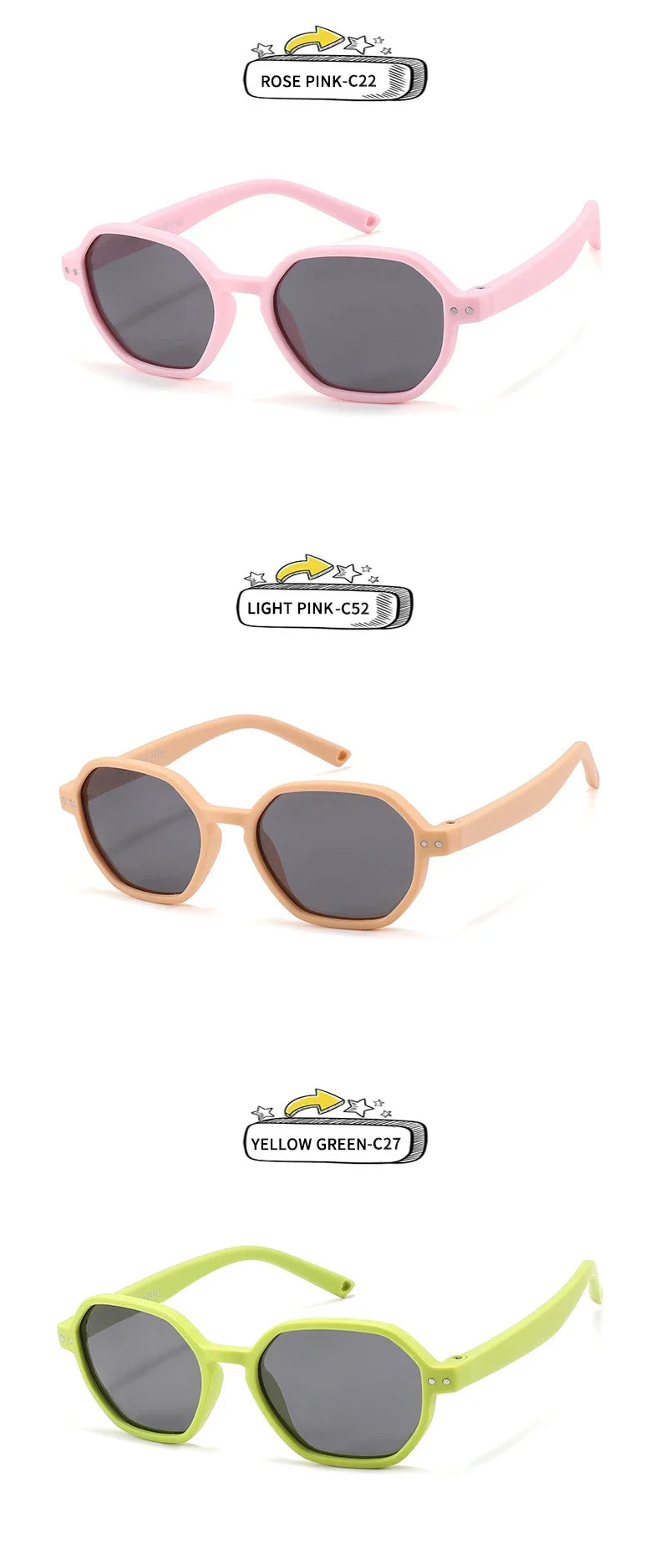 Baby Sunglasses with Strap Polarized Flexible Polygon UV400 for Infant Toddler Boys Girls Age 0-36 Months
